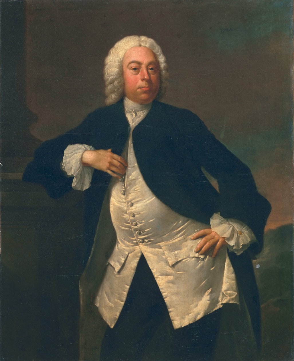 Férfi fehér selyemmellényben, 1745-50 körül alkotó: Joseph Highmore