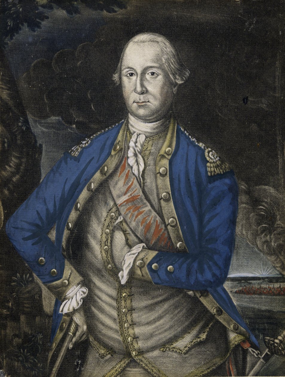Őexcellenciája George Washington Esquire, pub. 1776 (kézzel színezett metszet) alkotó: Joseph Hillier