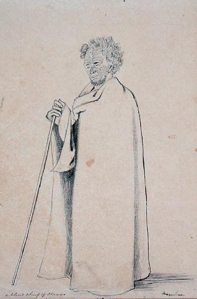 Otawao vak főnöke, 1844 körül (toll és ceruza papíron) alkotó: Joseph Jenner Merrett