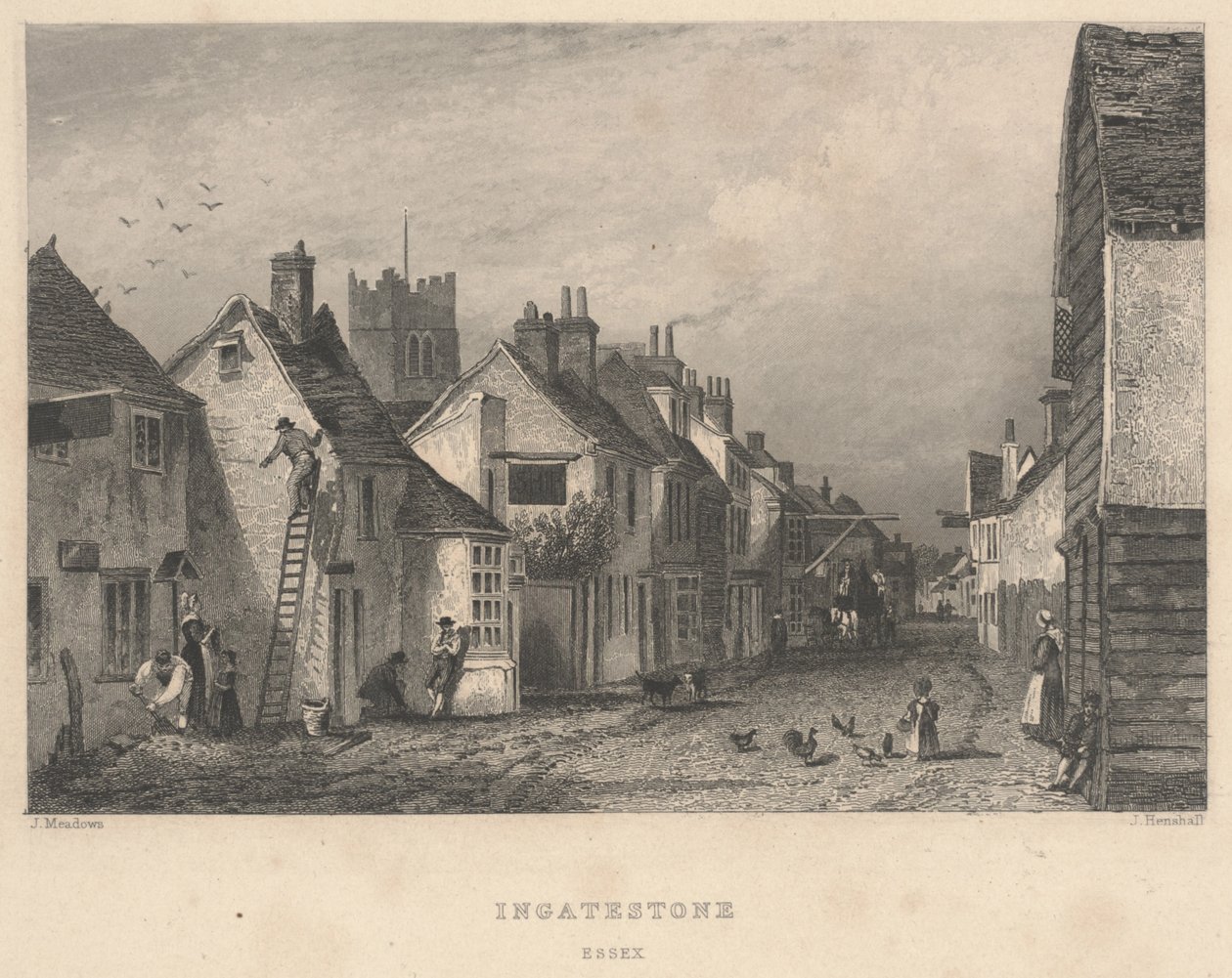 Ingatestone, Essex, nyomat készítette: John Henry Henshall alkotó: Joseph Kenny (after) Meadows