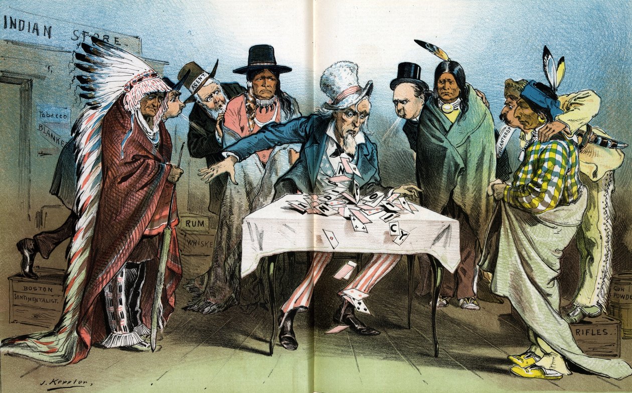 Indiai politikánk, a kártyavár, 1881 alkotó: Joseph Keppler