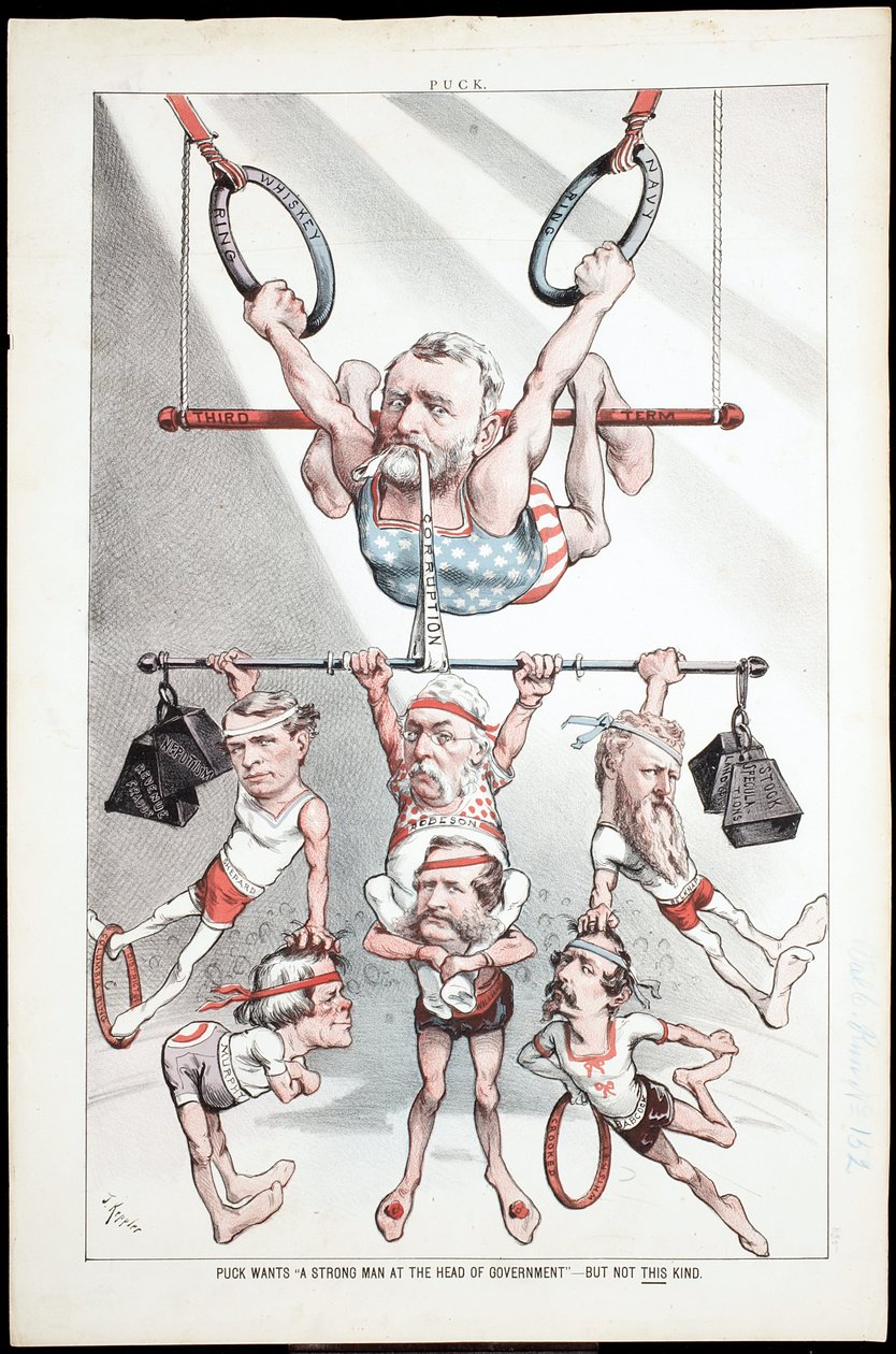 Puck „erős embert akar a kormány élére” – de nem ilyen, 1880 alkotó: Joseph Keppler