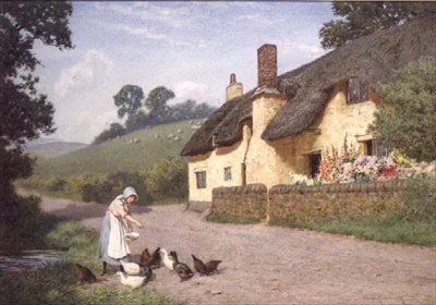 Egy devonshire-i kunyhó (akvarell) alkotó: Joseph Kirkpatrick