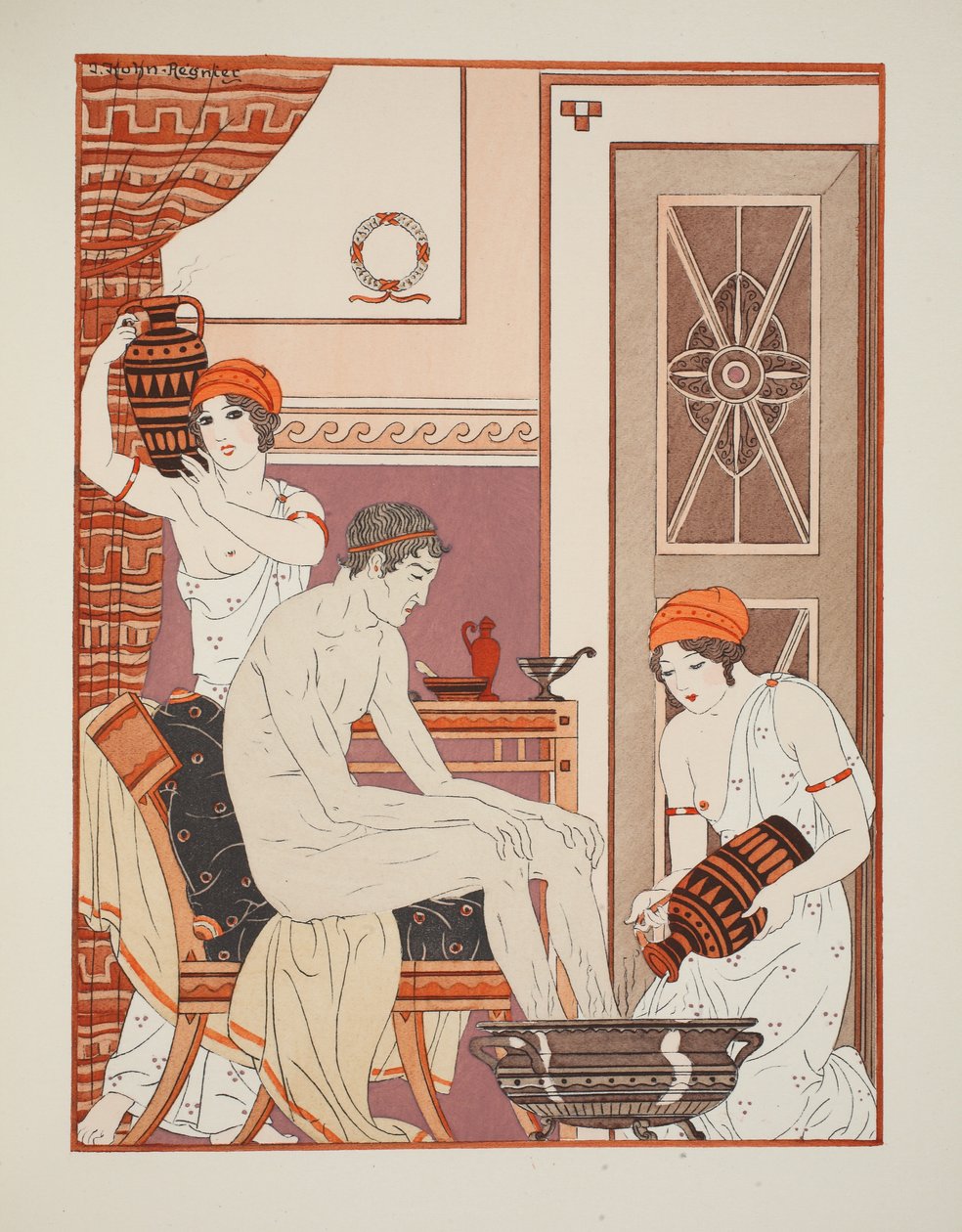 Lábfürdetés, illusztráció a Hippokratész műveiből, 1934 alkotó: Joseph Kuhn Regnier