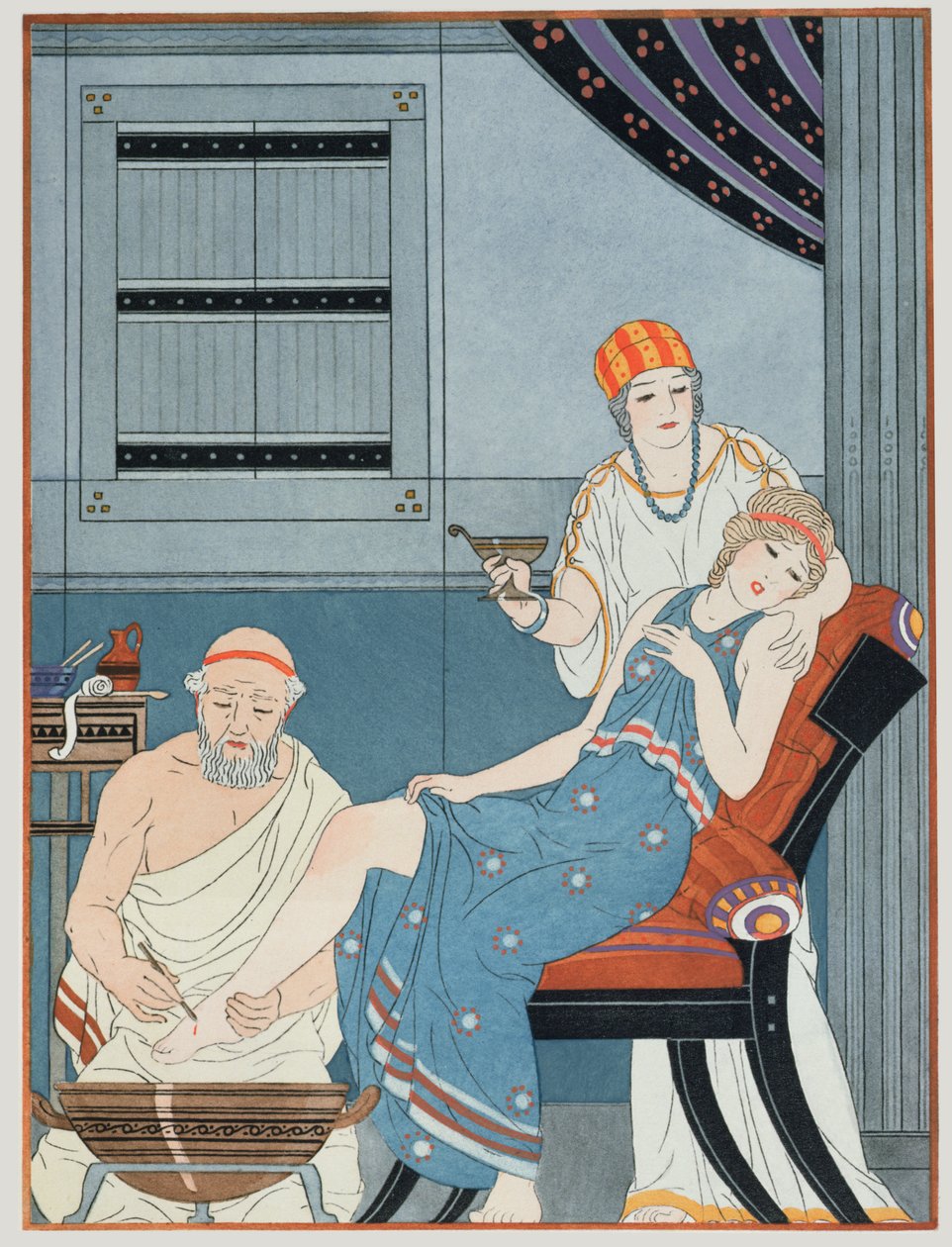 Vérengedés, illusztráció a Hippokratész teljes műveiből, 1932 alkotó: Joseph Kuhn Regnier