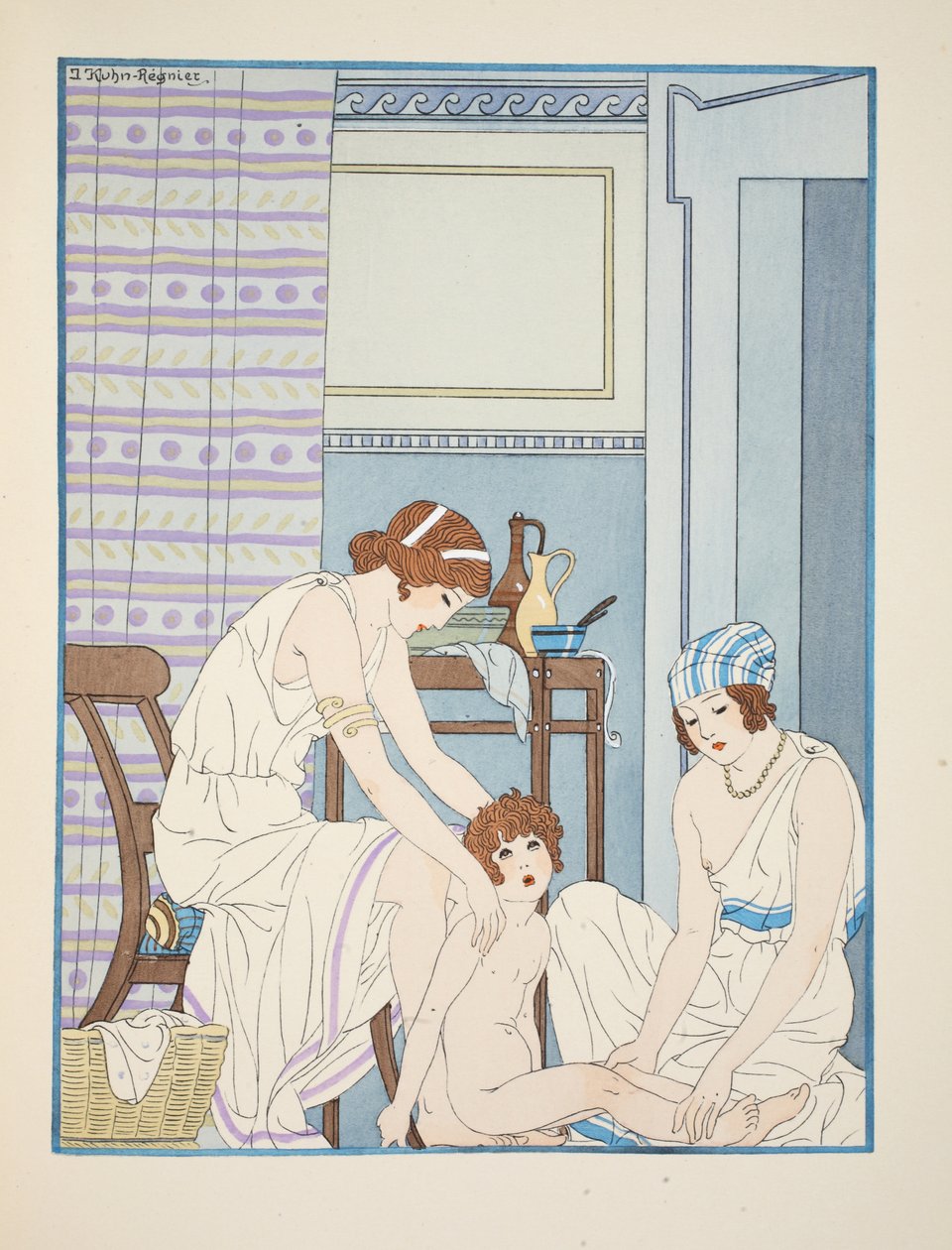Csecsemők gondozása, illusztráció a Hippokratész műveiből, 1934 alkotó: Joseph Kuhn Regnier