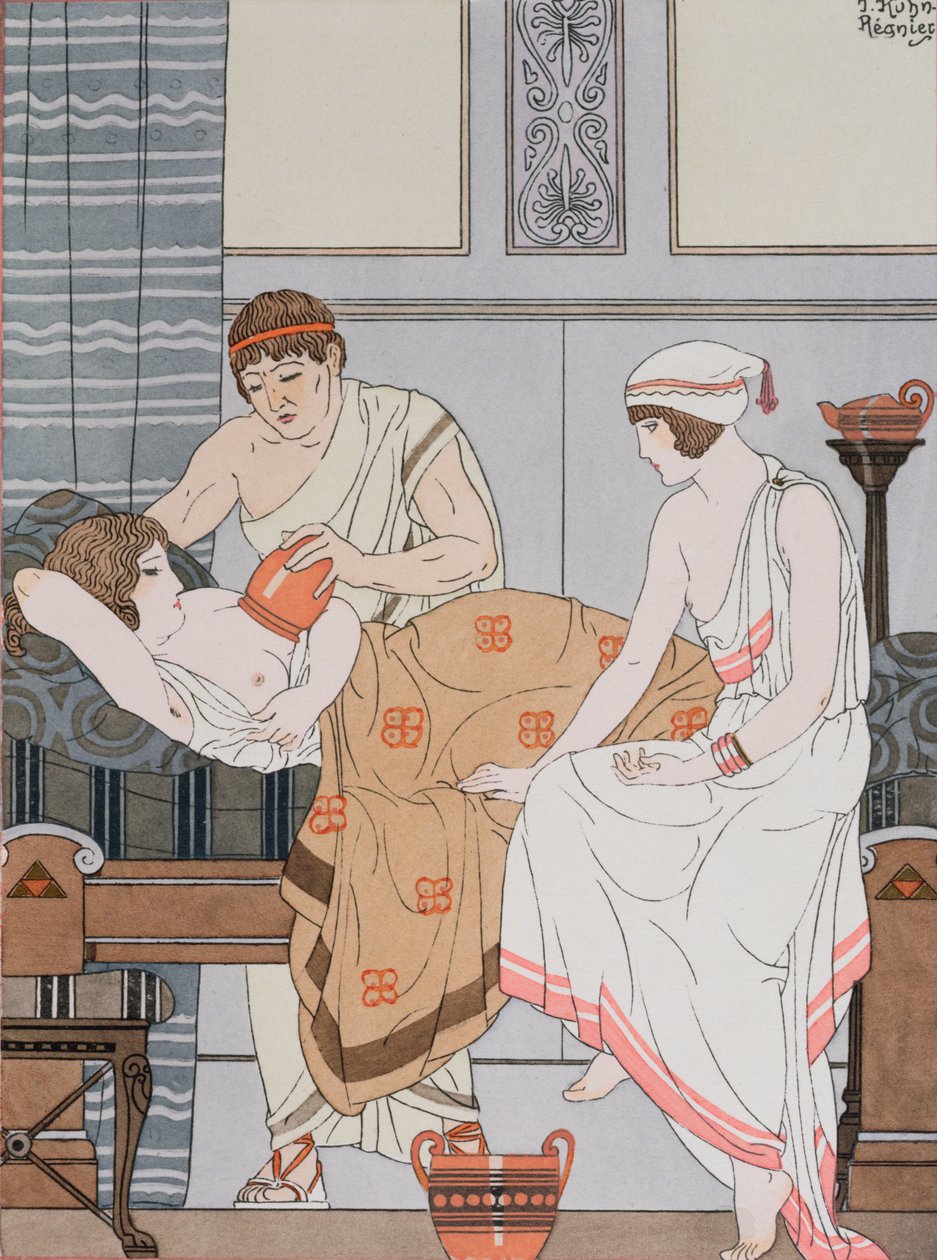 Köpölyözés, illusztráció a Hippokratész teljes műveiből, 1932 alkotó: Joseph Kuhn Regnier