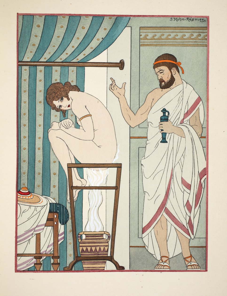 Fumigációs terápia, illusztráció a Hippokratész műveiből, 1934 alkotó: Joseph Kuhn Regnier