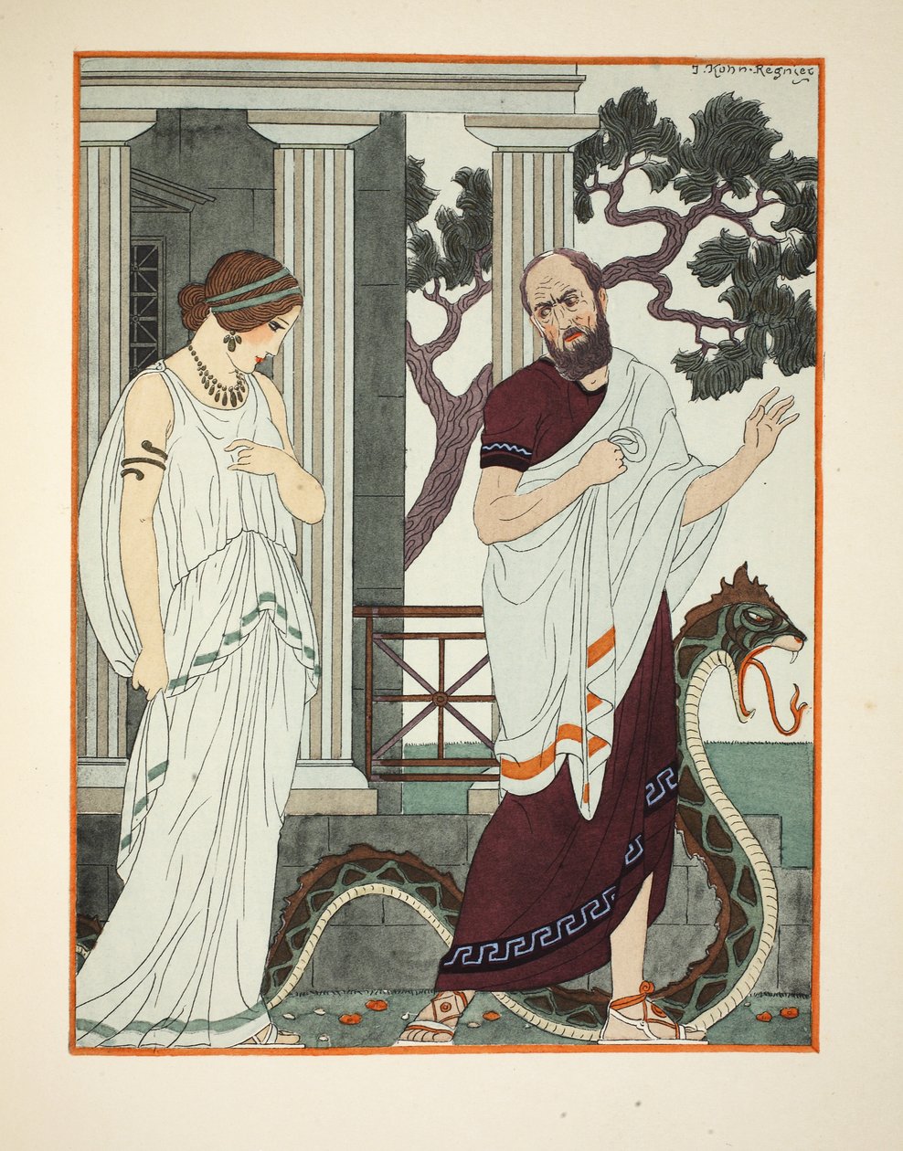 Megfordultam és megláttam egy gyönyörű nőt, illusztrációja a Hippokratész műveiből, 1934 alkotó: Joseph Kuhn Regnier