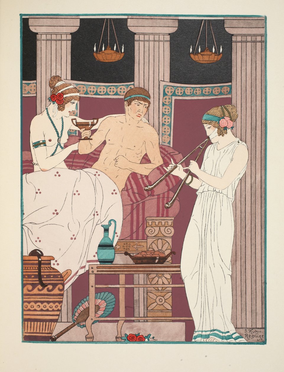 Zeneterápia, illusztráció a Hippokratész műveiből, 1934 alkotó: Joseph Kuhn Regnier
