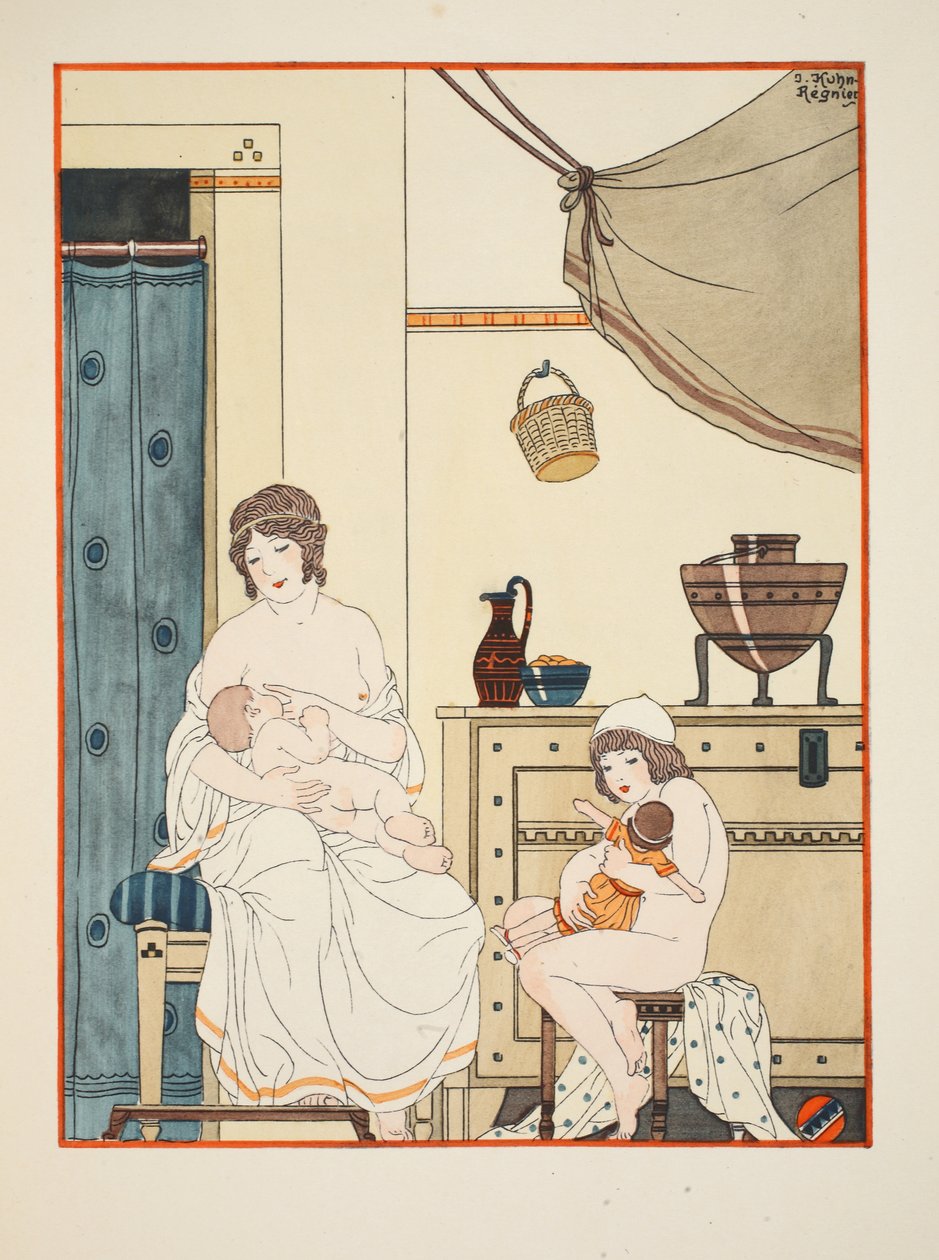 Csecsemők ápolása, illusztráció a Hippokratész műveiből, 1934 alkotó: Joseph Kuhn Regnier