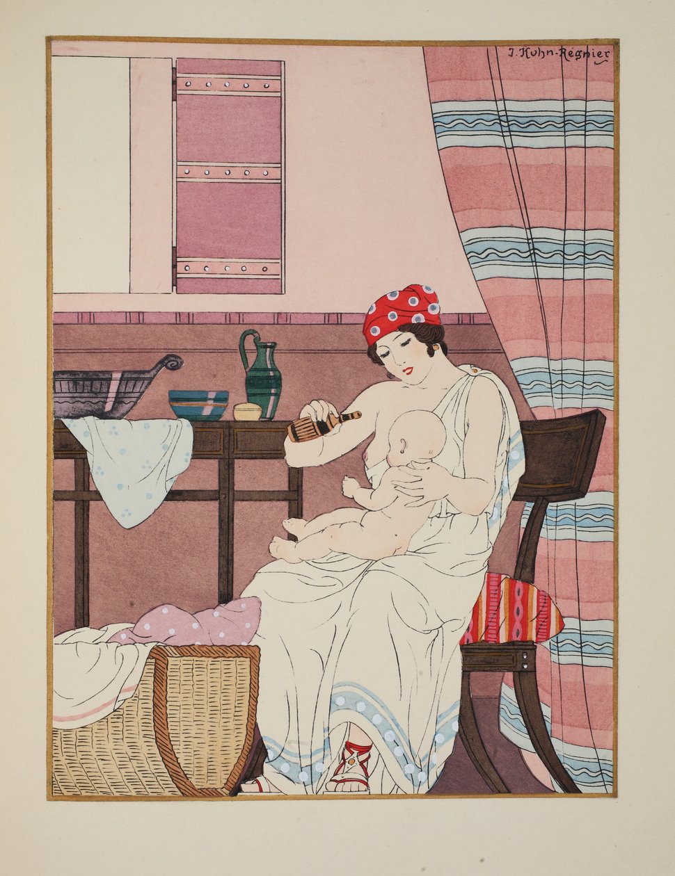 Csecsemők szoptatása, illusztráció a Hippokratész műveiből, 1934 alkotó: Joseph Kuhn Regnier