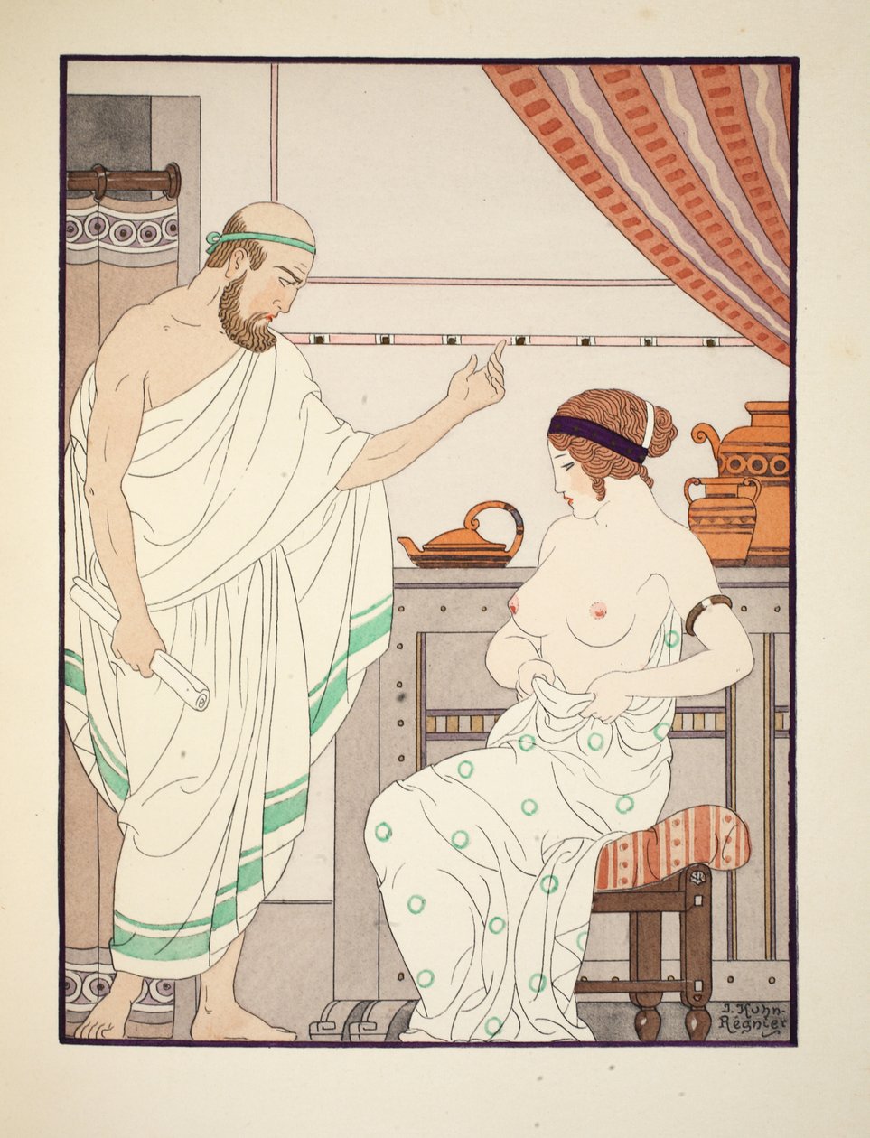 Fizikai vizsgálat, illusztráció a Hippokratész műveiből, 1934 alkotó: Joseph Kuhn Regnier
