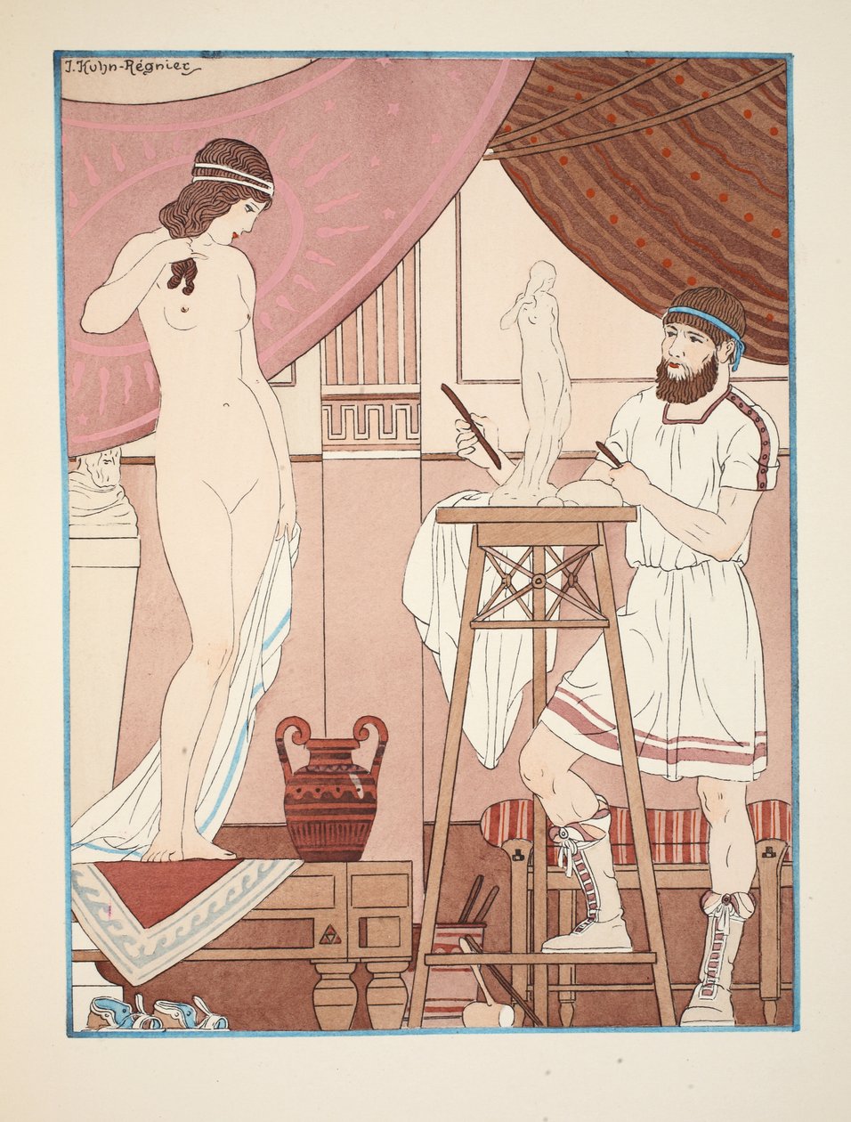 Szobor faragása, illusztráció a "Hippokratész művei"-ből, 1934 alkotó: Joseph Kuhn Regnier