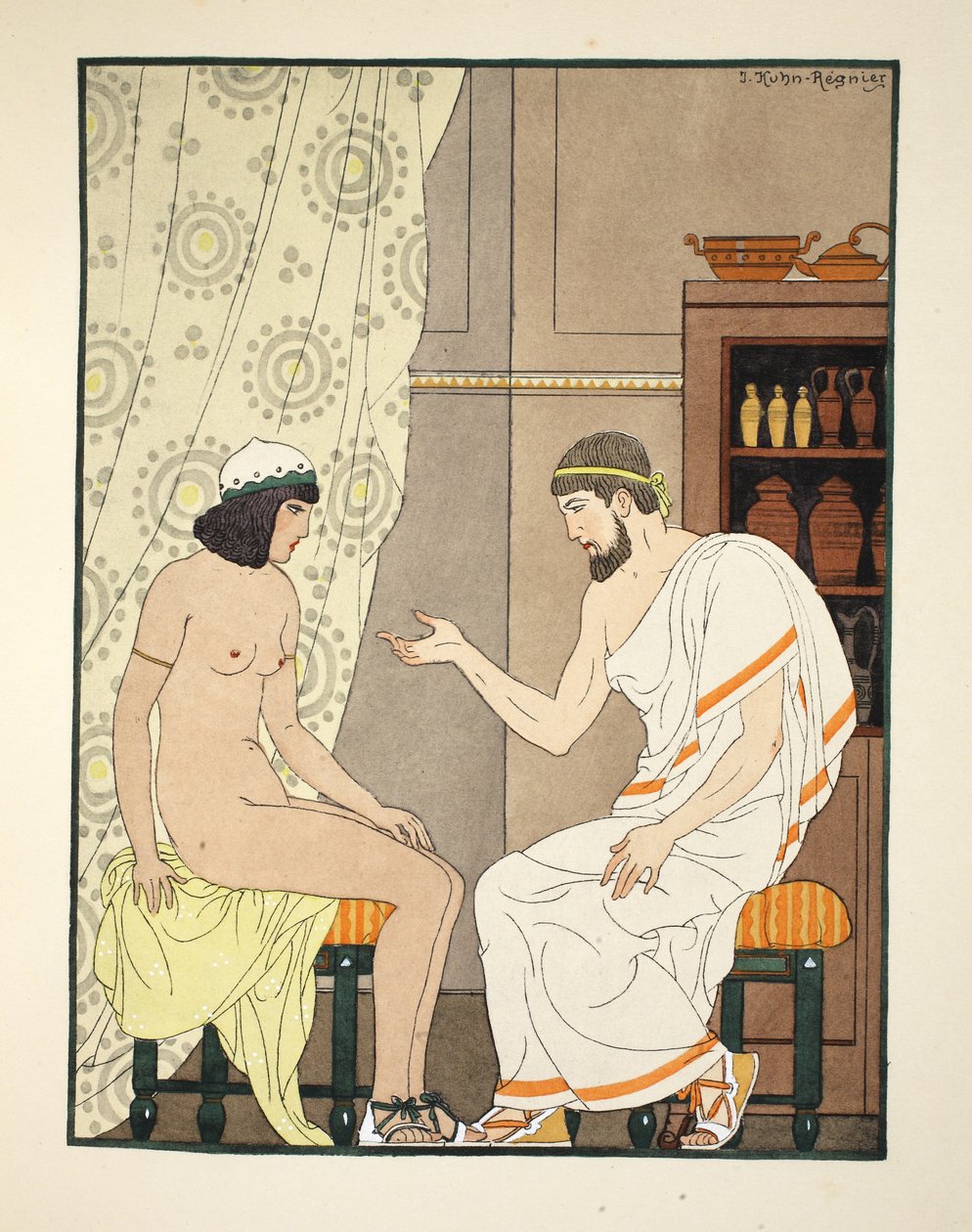 Egyenlő magasságú ülések, illusztráció a Hippokratész műveiből, 1934 alkotó: Joseph Kuhn Regnier