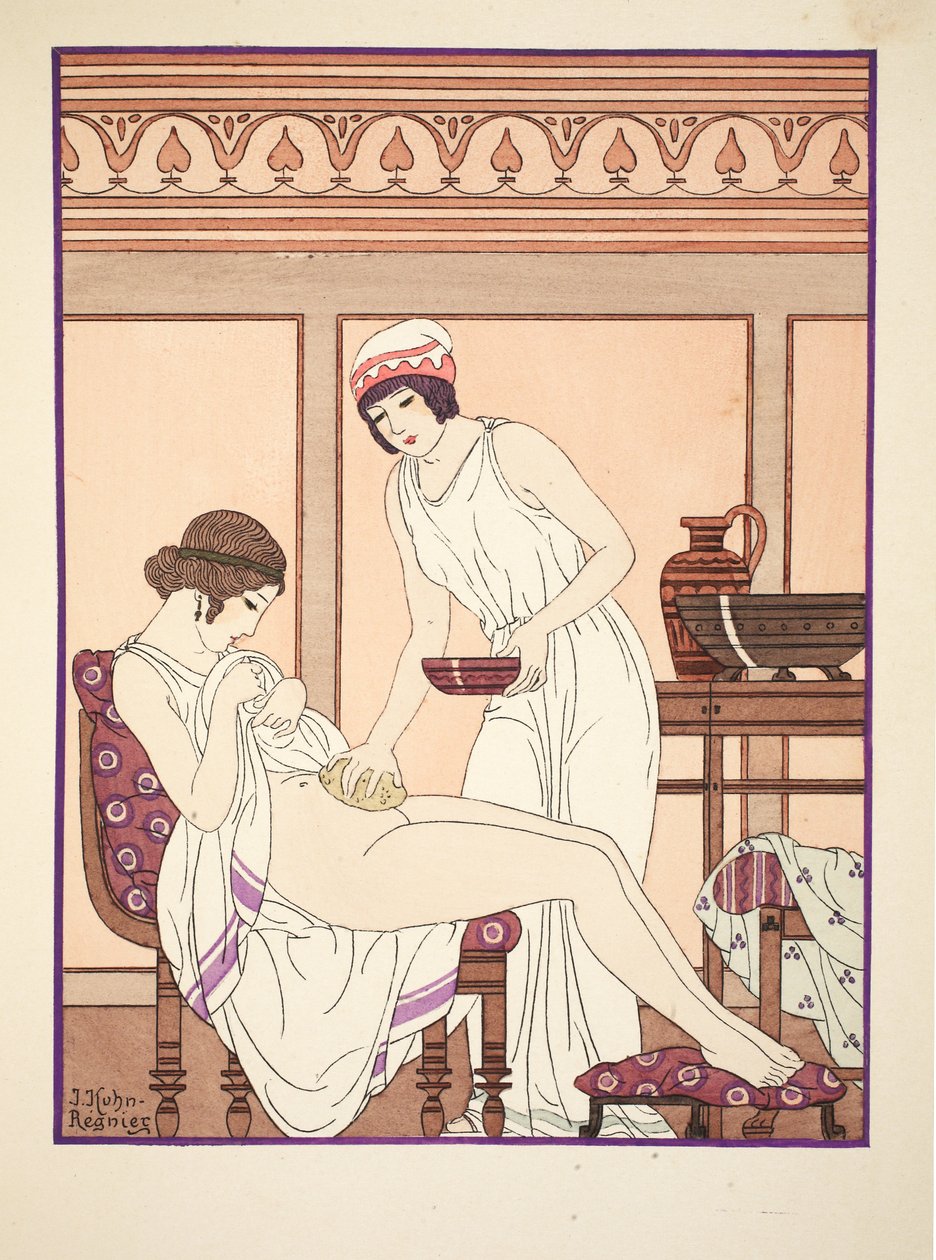 Szivacsfürdő, illusztráció a "Hippokratész művei"-ből, 1934 alkotó: Joseph Kuhn Regnier