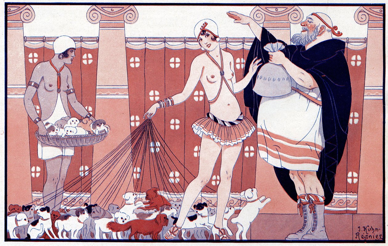 Három Prix Féminin - Nagy családból származó kis öreg nagymama díja - illusztráció a La Vie Parisienne 1919-ből alkotó: Joseph Kuhn Regnier