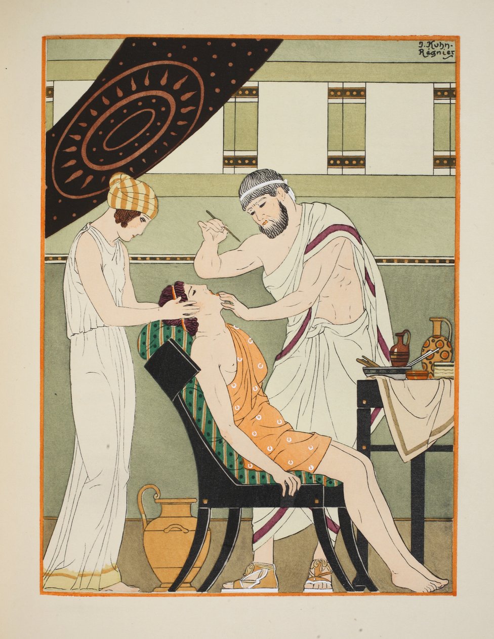 Szikével bemetszett nyelvcső, illusztráció a "Hippokratész művei"-ből, 1934. alkotó: Joseph Kuhn Regnier