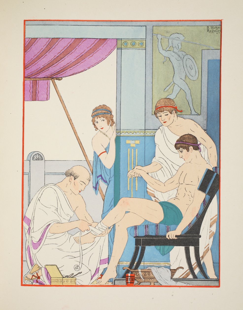 Sebesült katona, illusztráció a Hippokratész műveiből, 1934. alkotó: Joseph Kuhn Regnier