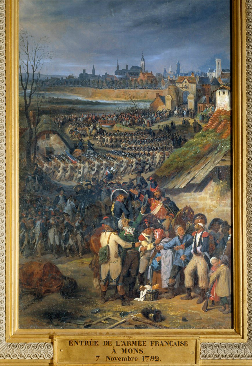 Forradalmi háborúk: „” A Dumouriez tábornok által vezényelt francia hadsereg bevonulása Monsba, a jemmapesi csata másnapján, november 7-én alkotó: Joseph Louis Hippolyte Bellange