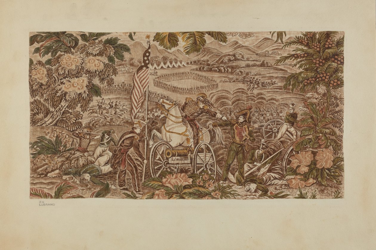Történelmi Nyomtatott Textil, c. 1939. alkotó: Joseph Lubrano