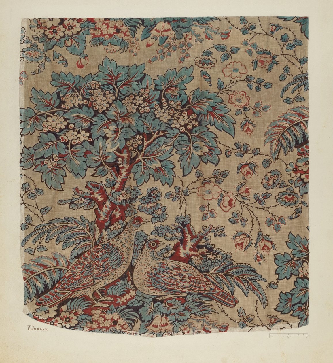 Nyomtatott textil, c. 1941. alkotó: Joseph Lubrano