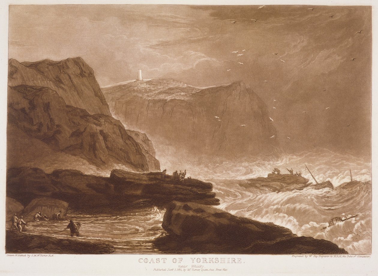F.24.I Yorkshire-i part, a „Liber Studiorum”-ból, vésette: William Say alkotó: Joseph Mallord William (after) Turner
