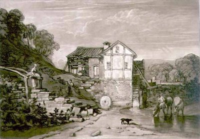 F.37.II vízimalom, a „Liber Studiorum”-ból, metszett: Robert Dunkarton alkotó: Joseph Mallord William (after) Turner