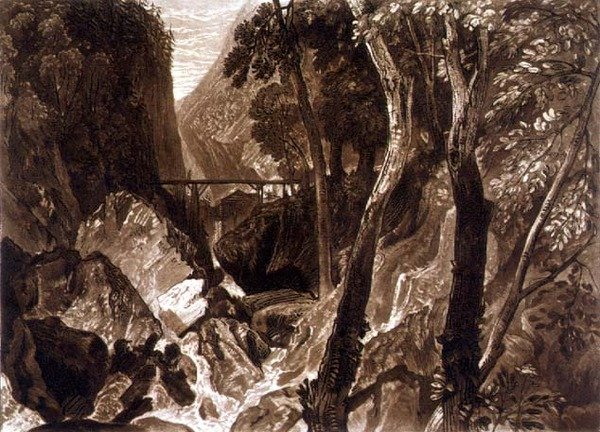F.54.I Malom a Grand Chartreuse közelében, a „Liber Studiorum”-ból, Henry Dawe metszete alkotó: Joseph Mallord William (after) Turner