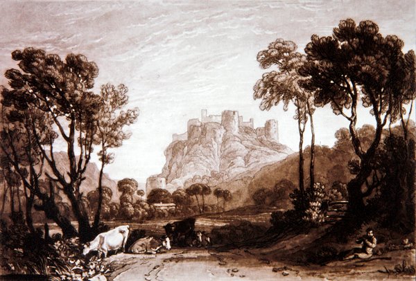 F.8.I A kastély a rétek felett, a „Liber Studiorum”-ból, vésette Charles Turner alkotó: Joseph Mallord William (after) Turner