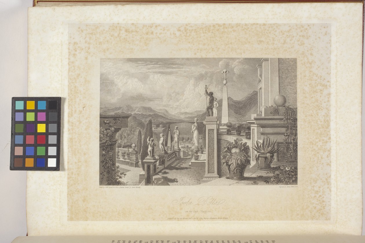 Isola Bella a Maggiore-tavon (metszet indiai papírra, chine collé) alkotó: Joseph Mallord William (after) Turner