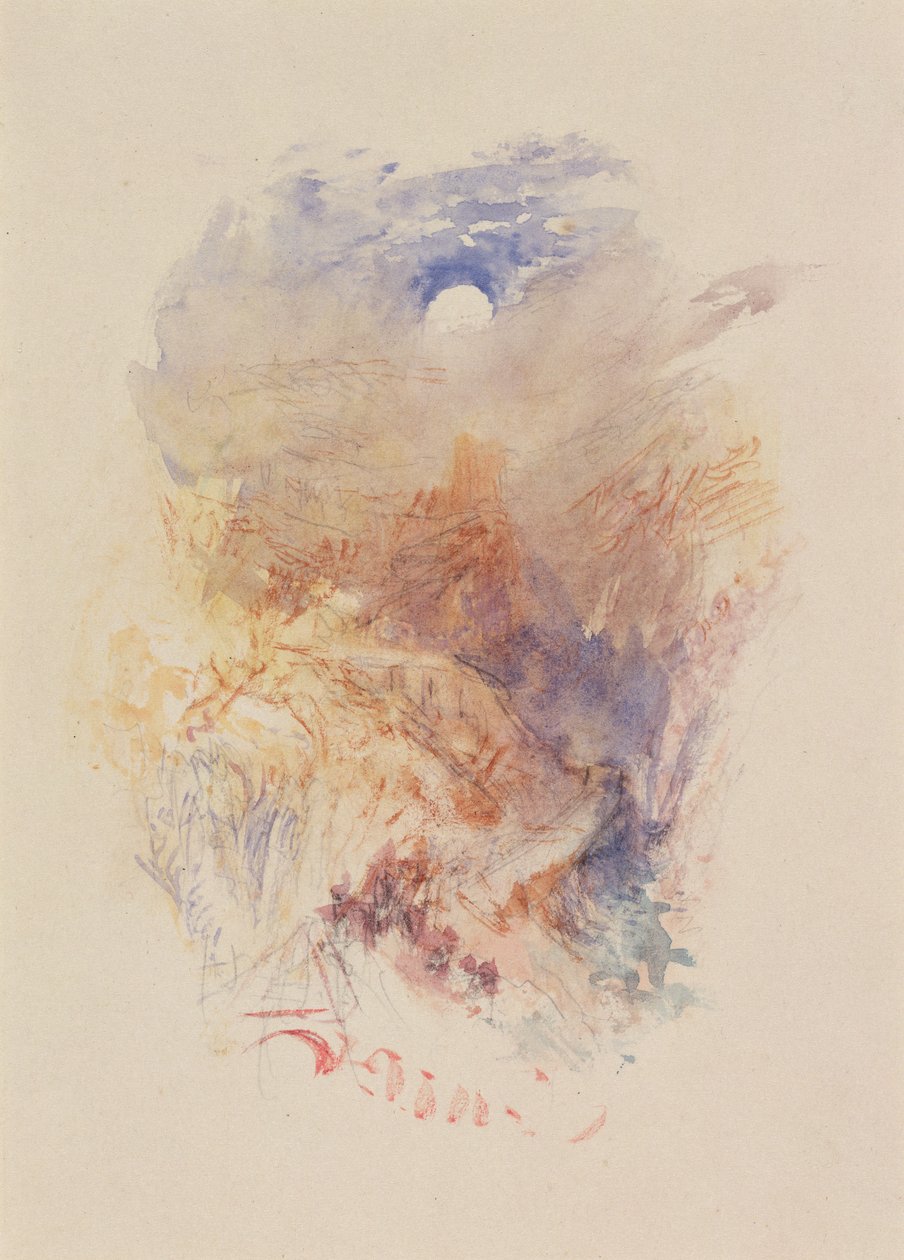 Hegyi hágó holdfényben, 1845 körül (akvarell, papír) alkotó: Joseph Mallord William Turner