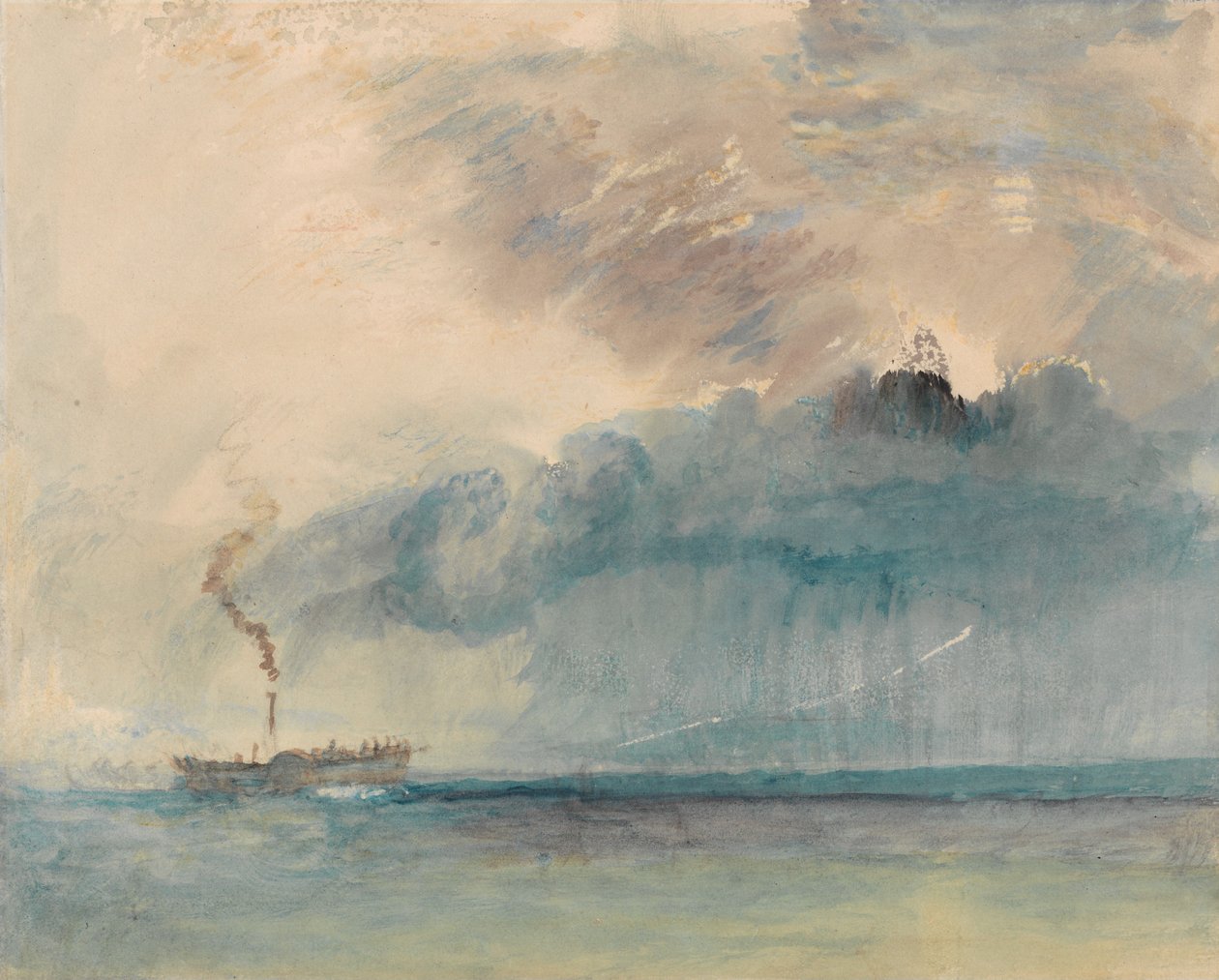 Lapátkerekes gőzhajó viharban a Luzerni-tavon alkotó: Joseph Mallord William Turner