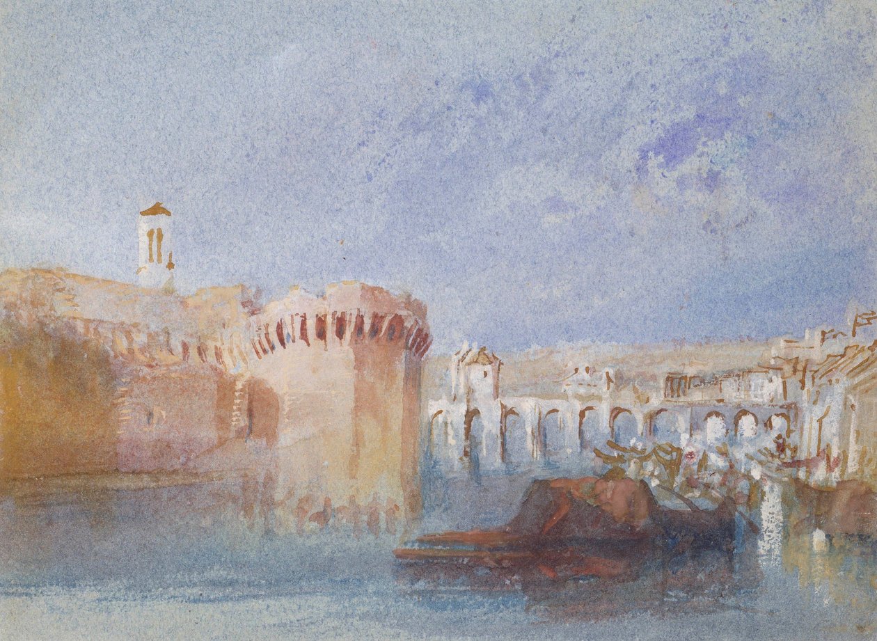 Angers: A Doutre városfalai és a La Trinité-templom tornya alkotó: Joseph Mallord William Turner