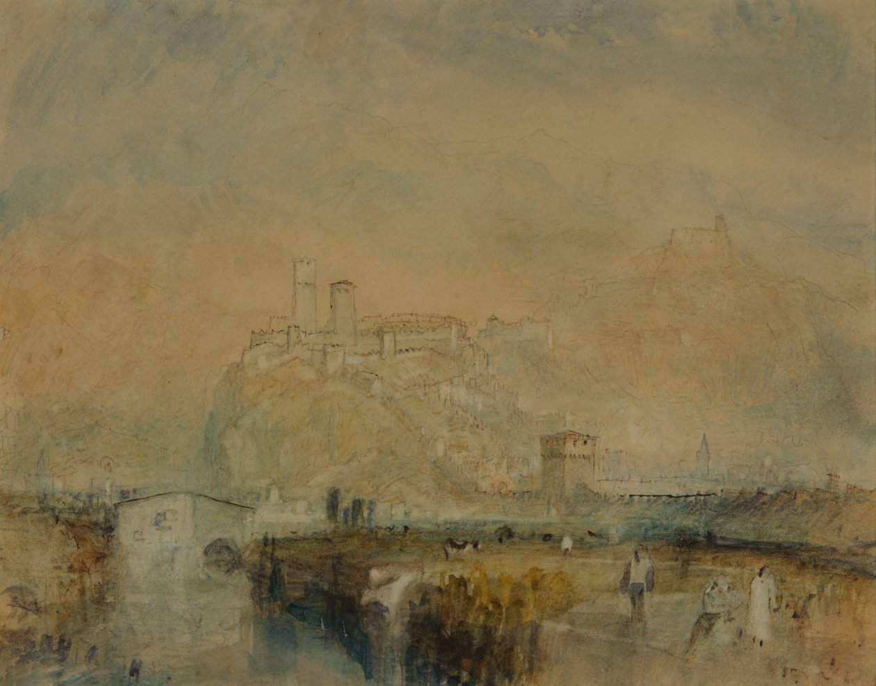Bellinzona sz. 11, Svájc, 1843 körül (akvarell, toll és tinta, valamint testfesték ceruzanyomok fölött a papíron) alkotó: Joseph Mallord William Turner