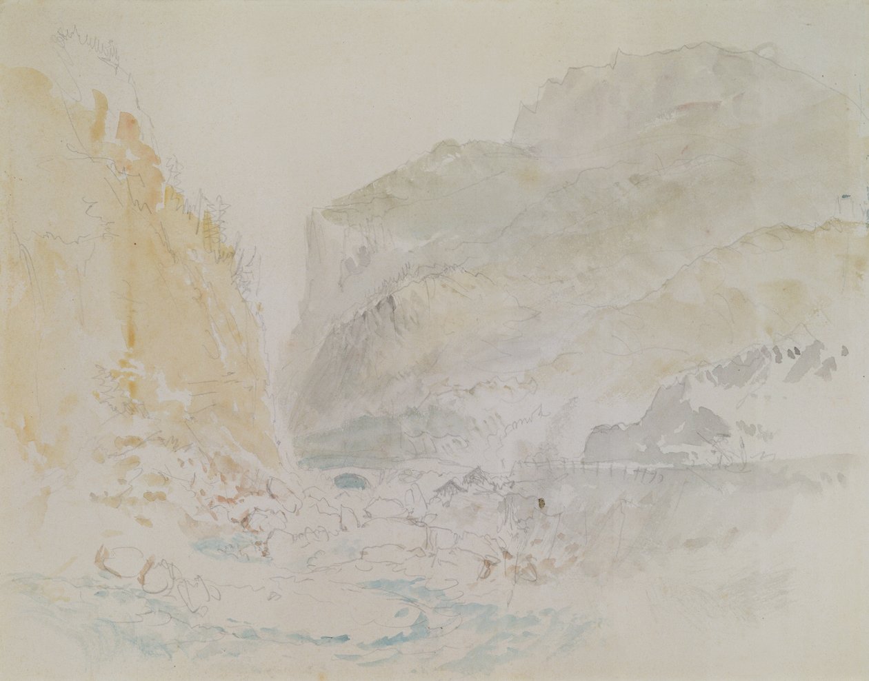 Kék patak, St. Gothard (akvarell, papír) alkotó: Joseph Mallord William Turner