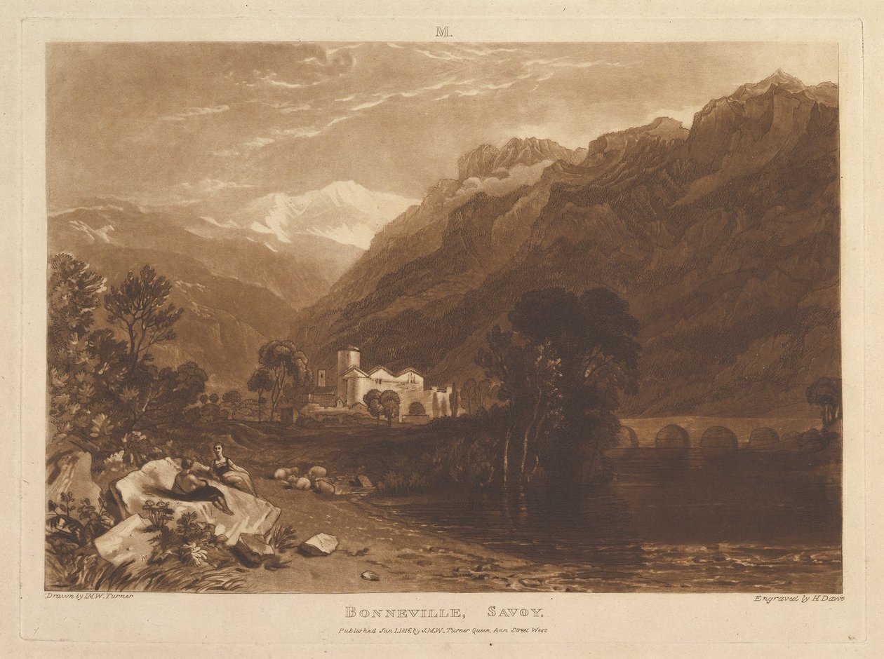 Bonneville, Savoy Liber Studiorum, XIII. rész, 64. tábla, 1819. január 1. alkotó: Joseph Mallord William Turner