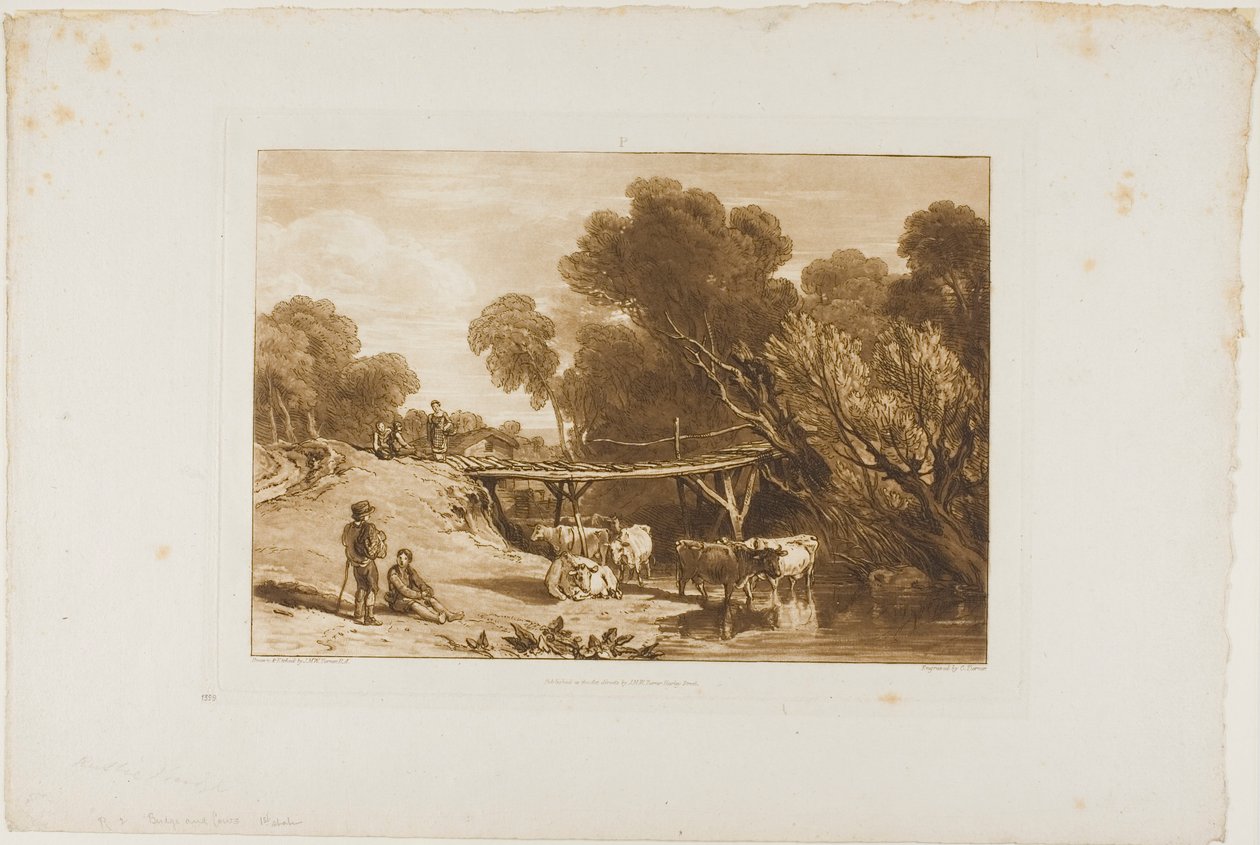 Híd és tehenek, 2. lemez a Liber Studiorumtól alkotó: Joseph Mallord William Turner