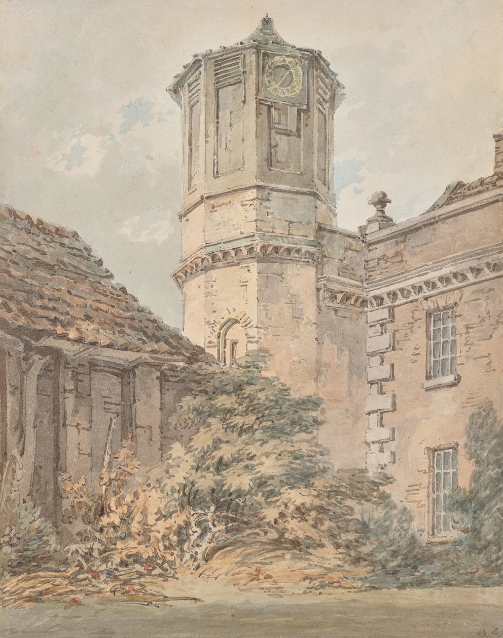 Brooke House, Hackney, London. Dr. Monro magánmenhelye, 1794 körül (ceruza és akvarell, papír) alkotó: Joseph Mallord William Turner