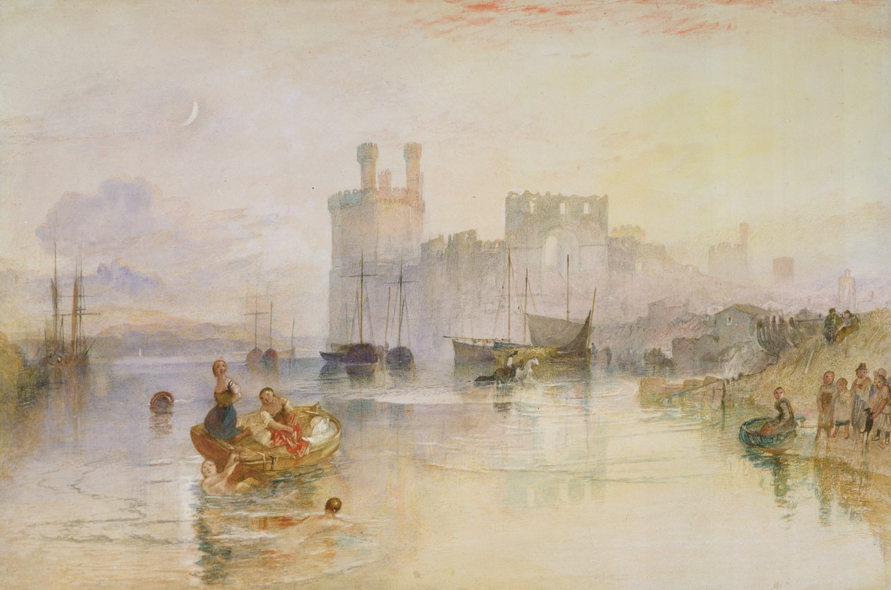 Caernarvon kastély, 1833 körül (akvarell grafit felett) alkotó: Joseph Mallord William Turner
