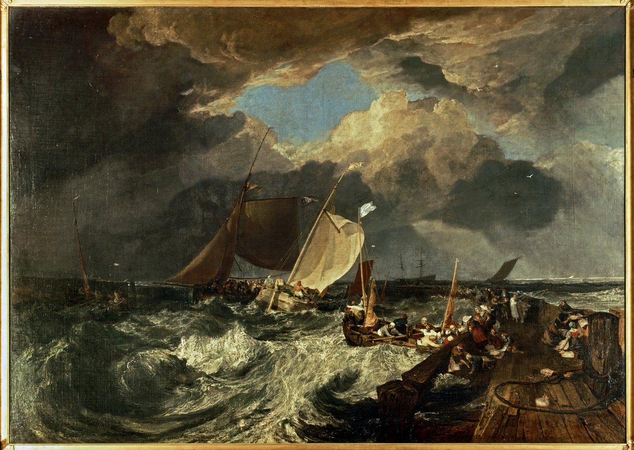 Calais-i móló, francia halászok készülnek a tengerre: (festmény, vászon) alkotó: Joseph Mallord William Turner