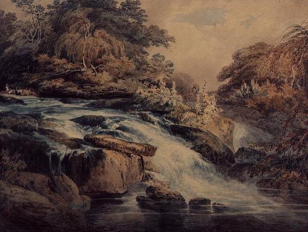 Cascade a Hampton Courtban alkotó: Joseph Mallord William Turner