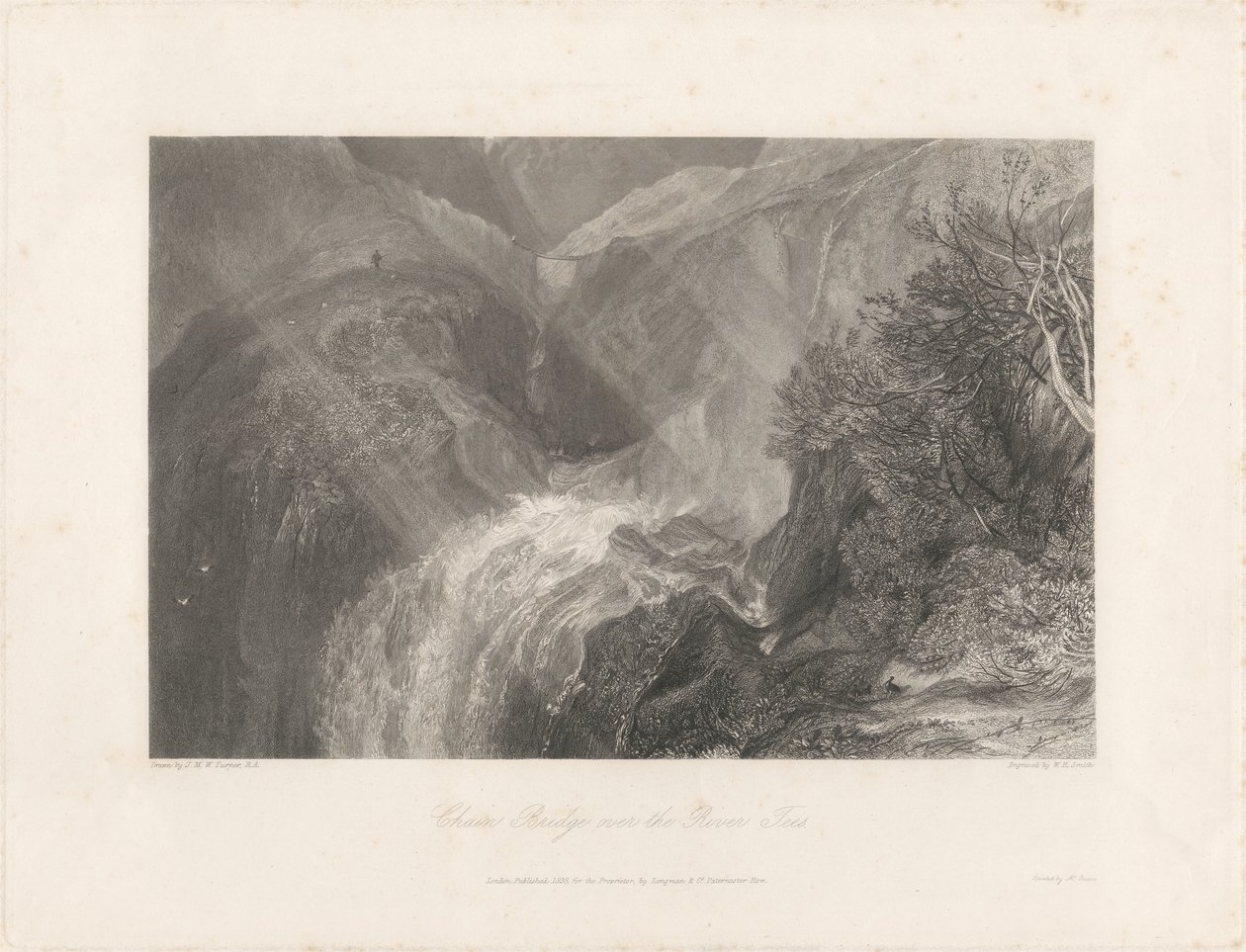 Lánchíd a Tees folyón, 1838 (rézkarc és metszet) alkotó: Joseph Mallord William Turner