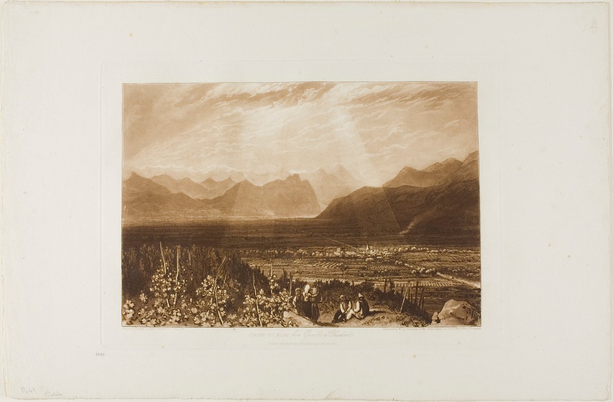 Alpok lánca Grenoble-tól Chamberiig, 49-es lemez a Liber Studiorumtól alkotó: Joseph Mallord William Turner