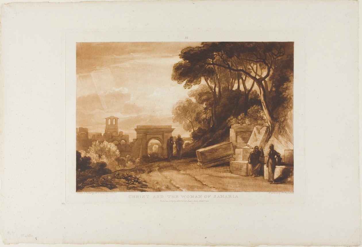 Krisztus és a szamáriai asszony, 71. lemez a Liber Studiorumtól alkotó: Joseph Mallord William Turner