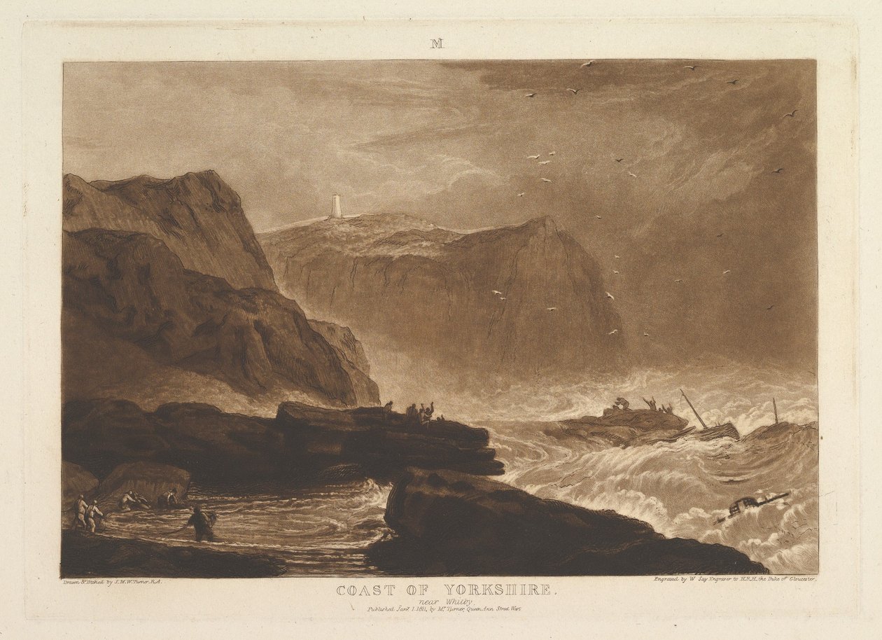 Yorkshire tengerpartja, Whitby Liber Studiorum közelében, V. rész, 24. szám, 1811. január 1. alkotó: Joseph Mallord William Turner