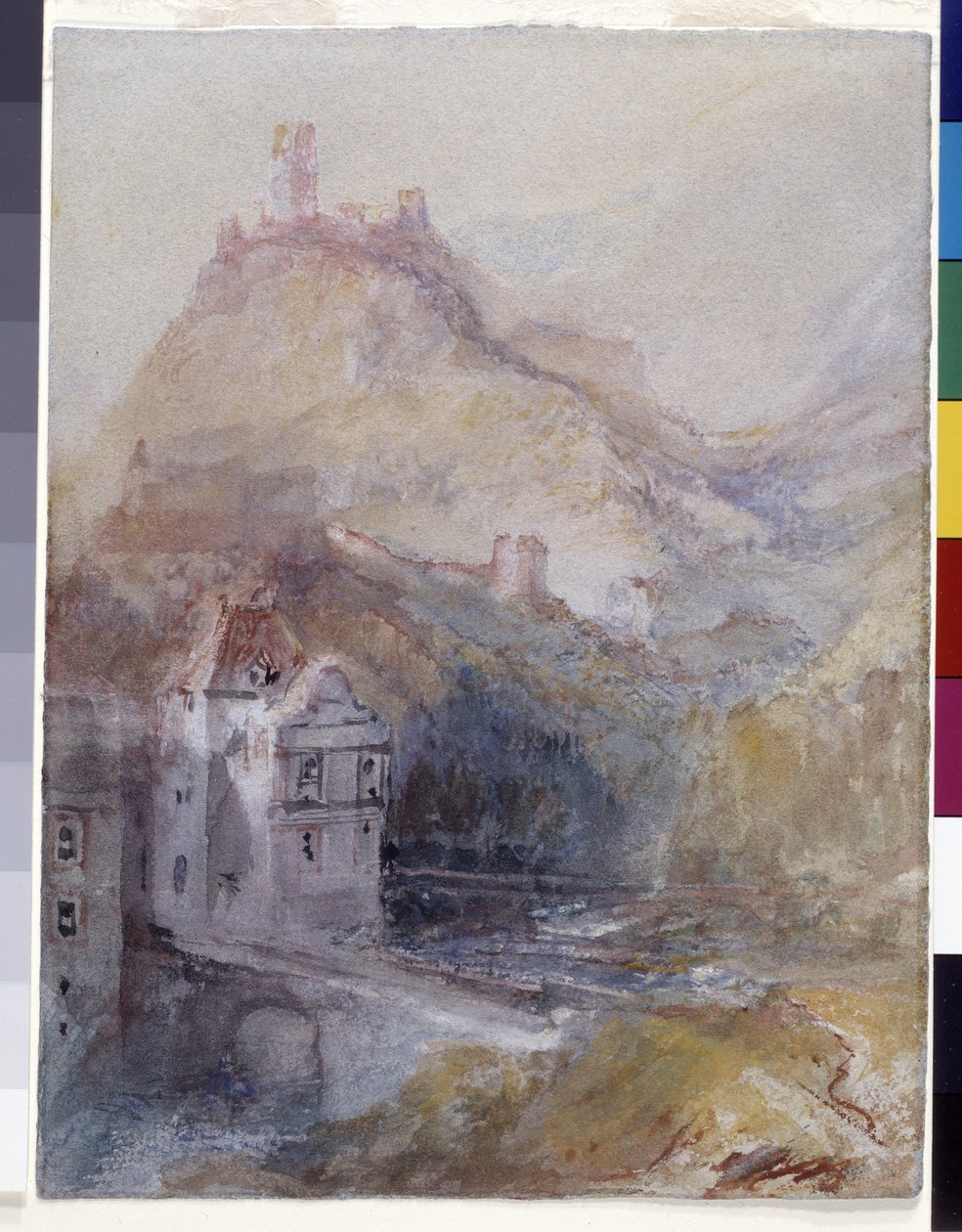 Cochem On The Mosel (akvarell és gouache kék papíron) alkotó: Joseph Mallord William Turner
