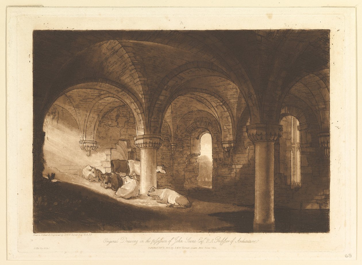 A Kirkstall Abbey Liber Studiorum kriptája, VIII. rész, 39. lemez, 1812. február 11. alkotó: Joseph Mallord William Turner