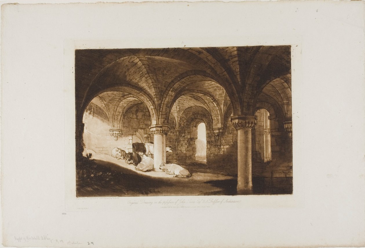 A Kirkstall Abbey kriptája, 39. lemez a Liber Studiorumtól alkotó: Joseph Mallord William Turner