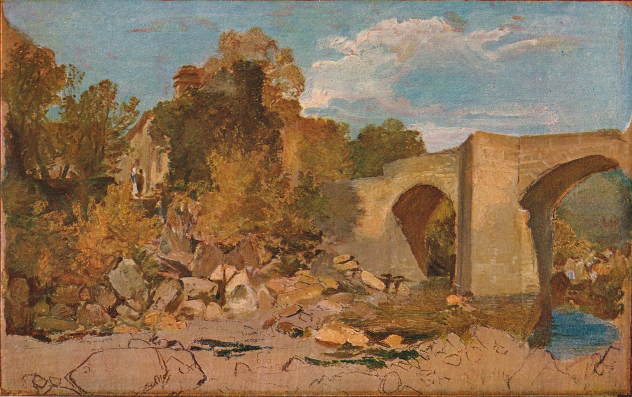 Devonshire híd kunyhóval, 1813 alkotó: Joseph Mallord William Turner